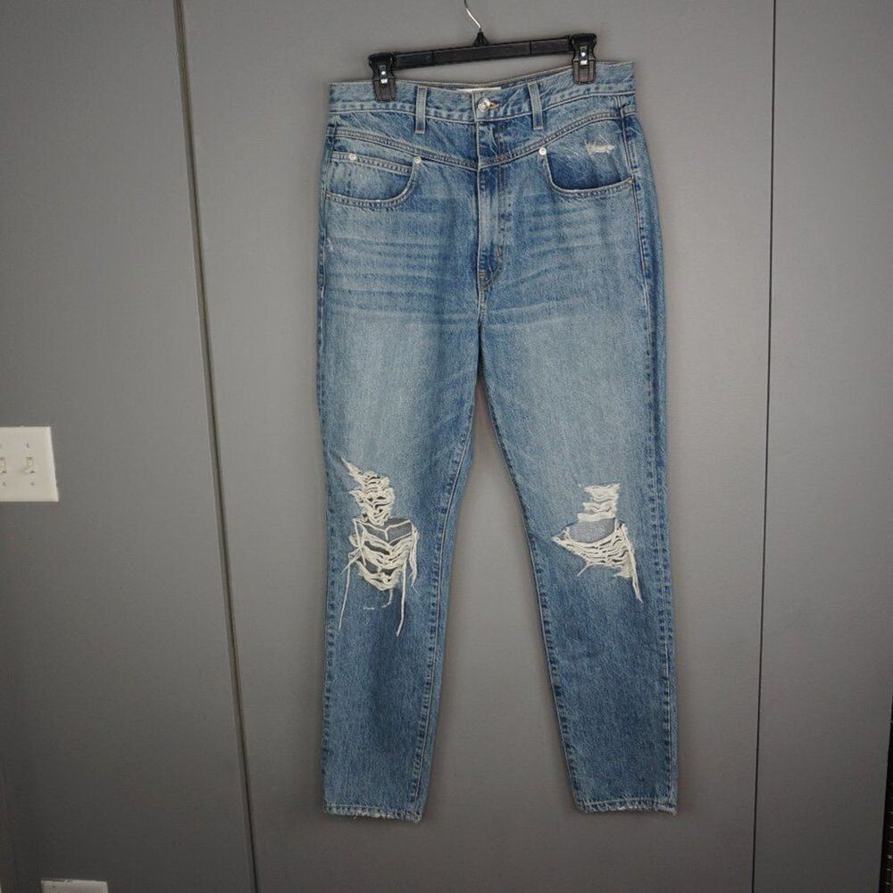New SLVRLAKE Jeans Distressed High Rise Beatnik Double Yoke Straight Leg
